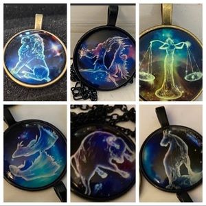 3/$25 Glow In The Dark Zodiac Necklace Horoscope